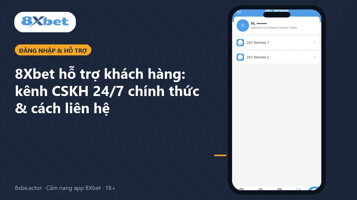 Ảnh bìa 8Xbet hỗ trợ khách hàng: hai kênh chat CSKH 24/7 trong tài khoản trên điện thoại