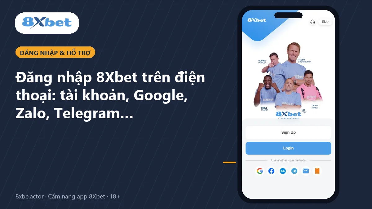 Ảnh bìa hướng dẫn đăng nhập 8Xbet trên điện thoại bằng tài khoản và phương thức khác