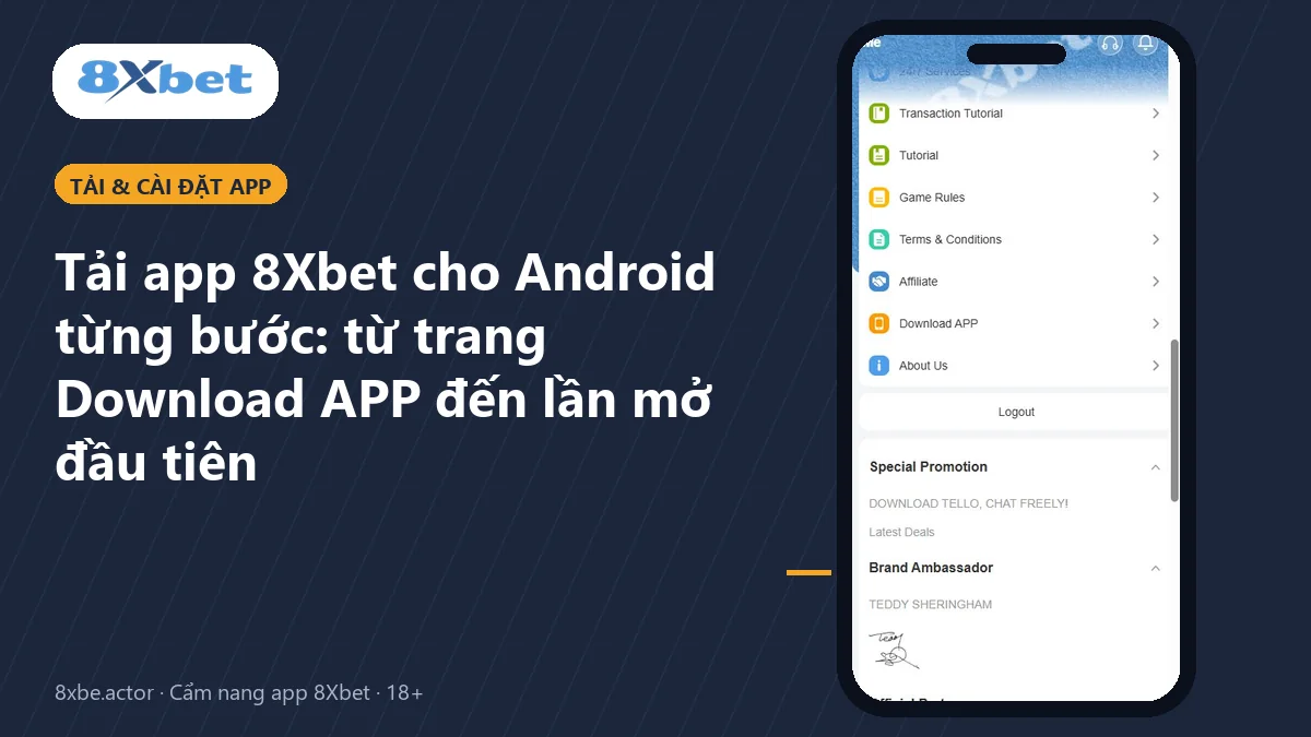 Ảnh bìa hướng dẫn tải app 8Xbet cho Android từng bước bằng tệp APK chính thức